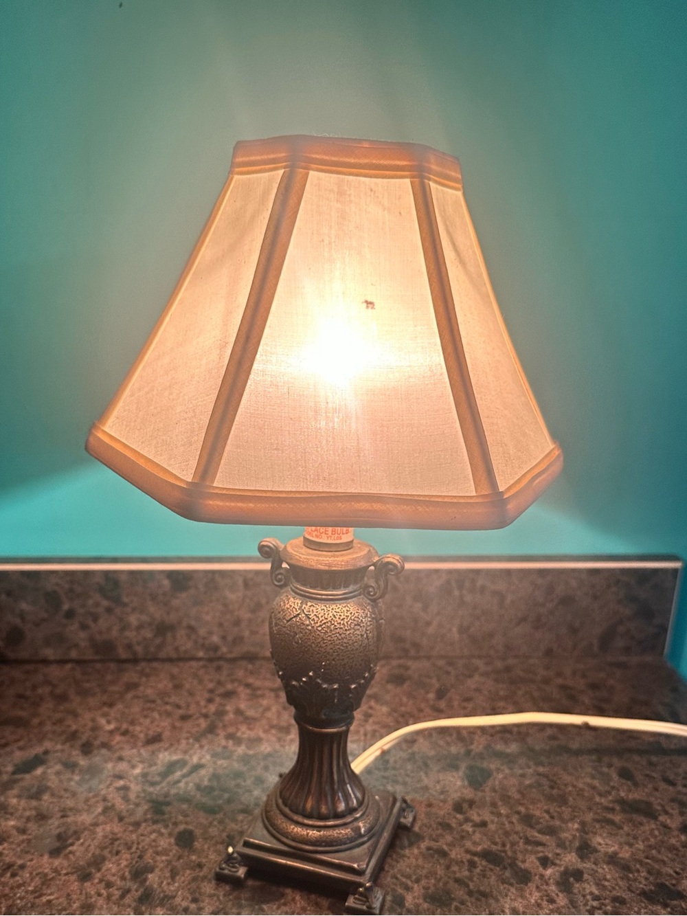 Classic Bronze Table Lamp with Beige Shade -